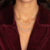 Diamond Bezel Half Tennis Double Chain Necklace 14K - Adina Eden's Jewels
