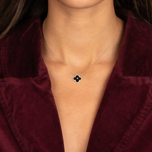 Diamond Pave Outline Colored Stone Pendant Necklace 10K - Adina Eden's Jewels