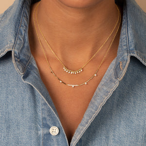  CZ Accented Bar Chain Necklace - Adina Eden's Jewels