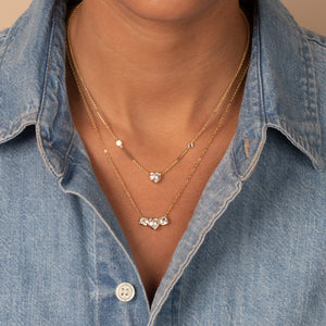  CZ Heart Bezel X Bar Necklace - Adina Eden's Jewels