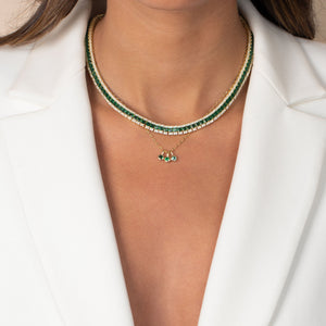  Colored CZ Triple Bezel Shaker Charm Necklace - Adina Eden's Jewels
