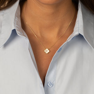  CZ Bezel Colored Stone Clover Pendant Necklace - Adina Eden's Jewels