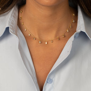  Multi CZ Shape Bezel Shaker Necklace - Adina Eden's Jewels