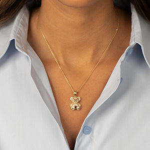  Pave Colored Teddy Bear Pendant Necklace - Adina Eden's Jewels