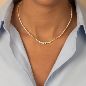  CZ Bezel Graduated Tennis Necklace - Adina Eden's Jewels