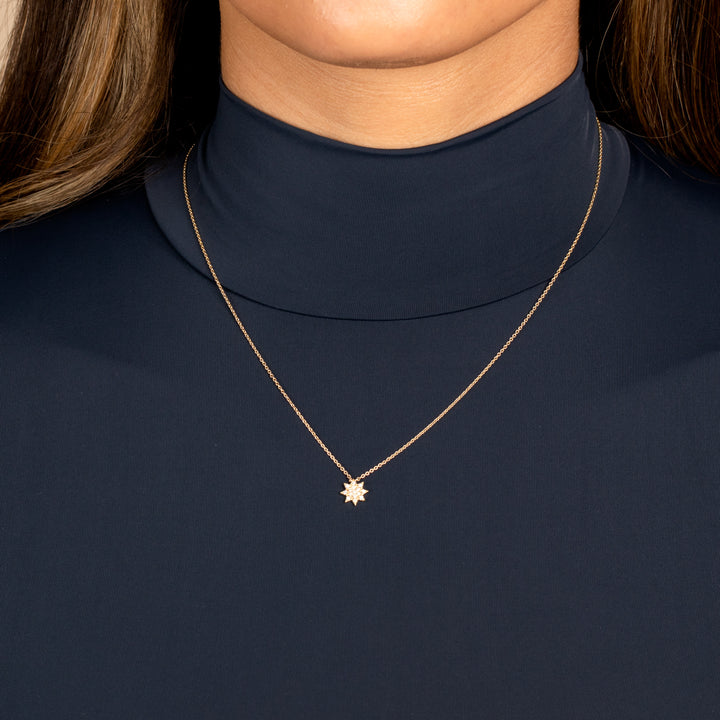  Diamond Pave Starburst Pendant Necklace 14K - Adina Eden's Jewels