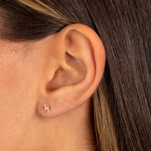  Diamond Pave Mini Lightning Bolt Stud Earring 14K - Adina Eden's Jewels