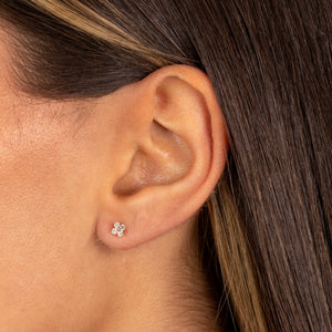  Diamond 4 Leaf Clover Flower Stud Earring 14K - Adina Eden's Jewels