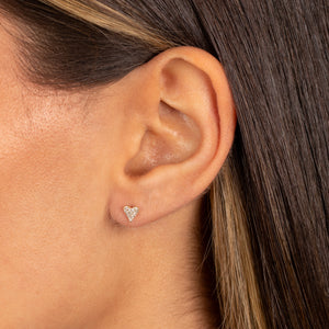  Elongated Pave Diamond Heart Stud Earring 14K - Adina Eden's Jewels