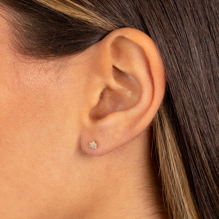  Diamond Flower Stud Earring 14K - Adina Eden's Jewels