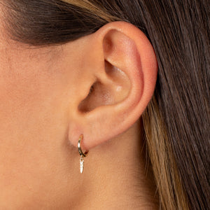  Diamond Dangling Spike Huggie Earring 14K - Adina Eden's Jewels