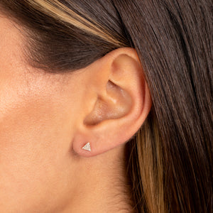  Diamond Pave Mini Triangle Stud Earring 14K - Adina Eden's Jewels