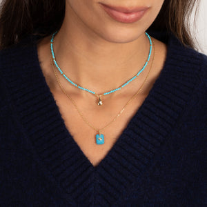 Turquoise Evil Eye Dog Tag Necklace - Adina Eden's Jewels