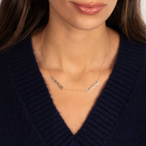 Solid Double Nameplate Necklace 14K - Adina Eden's Jewels
