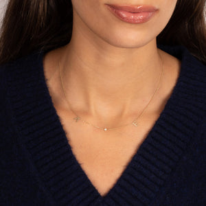 Diamond Initials Charm Necklace 14K - Adina Eden's Jewels