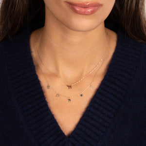 Solid Dangling Multi Charm Necklace 14K - Adina Eden's Jewels