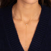 CZ Double Bezel Drop Chain Lariat Necklace - Adina Eden's Jewels