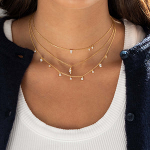  CZ Graduated Cluster Dangling Pendant Necklace - Adina Eden's Jewels
