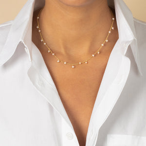 Pearl Embedded X Shaker Necklace - Adina Eden's Jewels