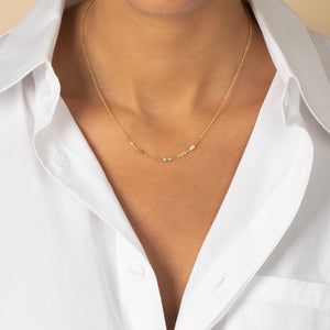  Scattered CZ Triple Baguette Bezel Necklace - Adina Eden's Jewels
