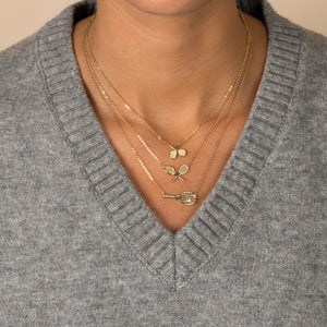  Solid Double Tennis Racket Pendant Necklace - Adina Eden's Jewels