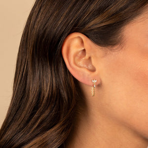  CZ Marquise Trio Cluster Chain Front Back Stud Earring - Adina Eden's Jewels