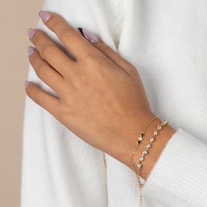  CZ Bezel Half Link Bracelet - Adina Eden's Jewels