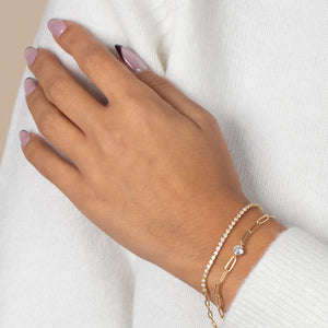  CZ Solitaire Four Prong Paperclip Bracelet - Adina Eden's Jewels