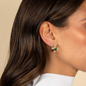  Colored Stone Ridged Hoop Earring - Adina Eden's Jewels