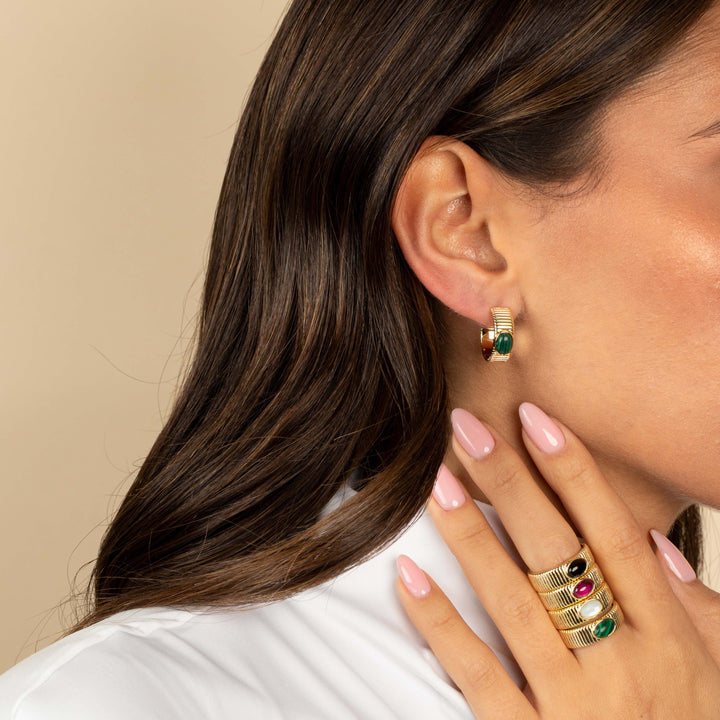 Colored Stone Ridged Band Ring - Adina Eden's Jewels