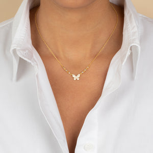  Pave Butterfly X CZ Embedded Chain Necklace - Adina Eden's Jewels