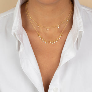  CZ Multi Bezel Dangling Charm Necklace - Adina Eden's Jewels