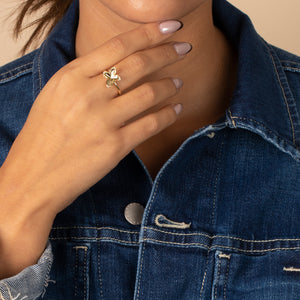  Pave Accented Four Leaf Flower Ring - Adina Eden's Jewels