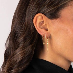 Double Huggie Chain CZ Earring - Adina Eden's Jewels