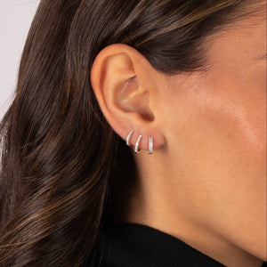 Diamond Double Row Huggie Earring 14K - Adina Eden's Jewels