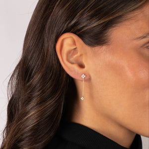 Floral Diamond Chain Drop Earrings 14K - Adina Eden's Jewels