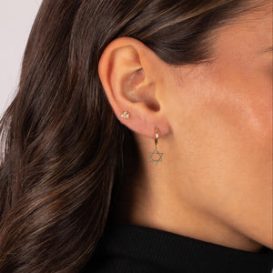 Solid Dangling Star Of David Huggie Earring 14K - Adina Eden's Jewels