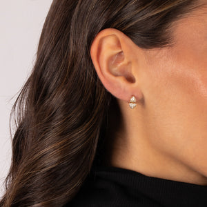 Diamond Double Cluster Stud Earring 14K - Adina Eden's Jewels