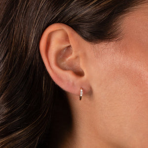 Diamond Baguette & Solitaire Huggie Earring 14K - Adina Eden's Jewels