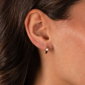 Diamond Emerald Bezel Wide Huggie Earring 14K - Adina Eden's Jewels