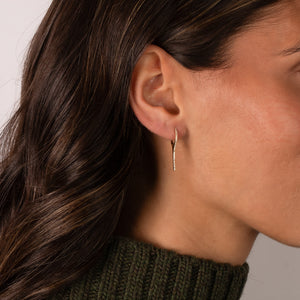 Diamond Pave Large Elongated Spike Huggie Earring 14K - Adina Eden's Jewels