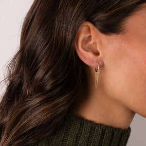 Diamond Double Drop Chain Huggie Earring 14K - Adina Eden's Jewels