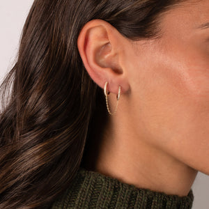 Diamond Double Huggie Chain Earring 14K - Adina Eden's Jewels