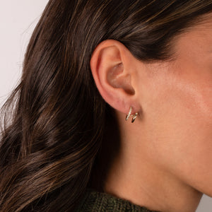 Diamond Solid/Pave Huggie X Ear Cuff Earring 14K - Adina Eden's Jewels