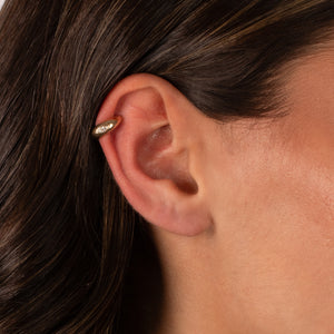 Diamond Marquise Bezel Chubby Ear Cuff 14K - Adina Eden's Jewels