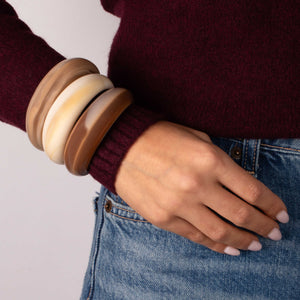 Caramel Cream Resin Bangle Set - Adina Eden's Jewels