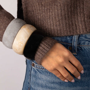 Neutral Marble Resin Bangle Trio Set - Adina Eden's Jewels