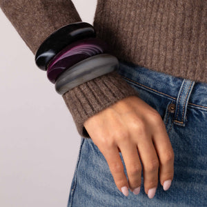 Smoky Amethyst Resin Bangle Stack - Adina Eden's Jewels