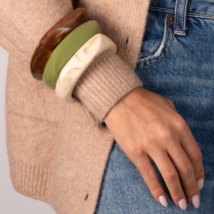Olive Marble Square Resin Bangle Set - Adina Eden's Jewels