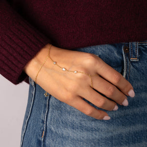 CZ Bezel Multi Shape Hand Chain Bracelet - Adina Eden's Jewels